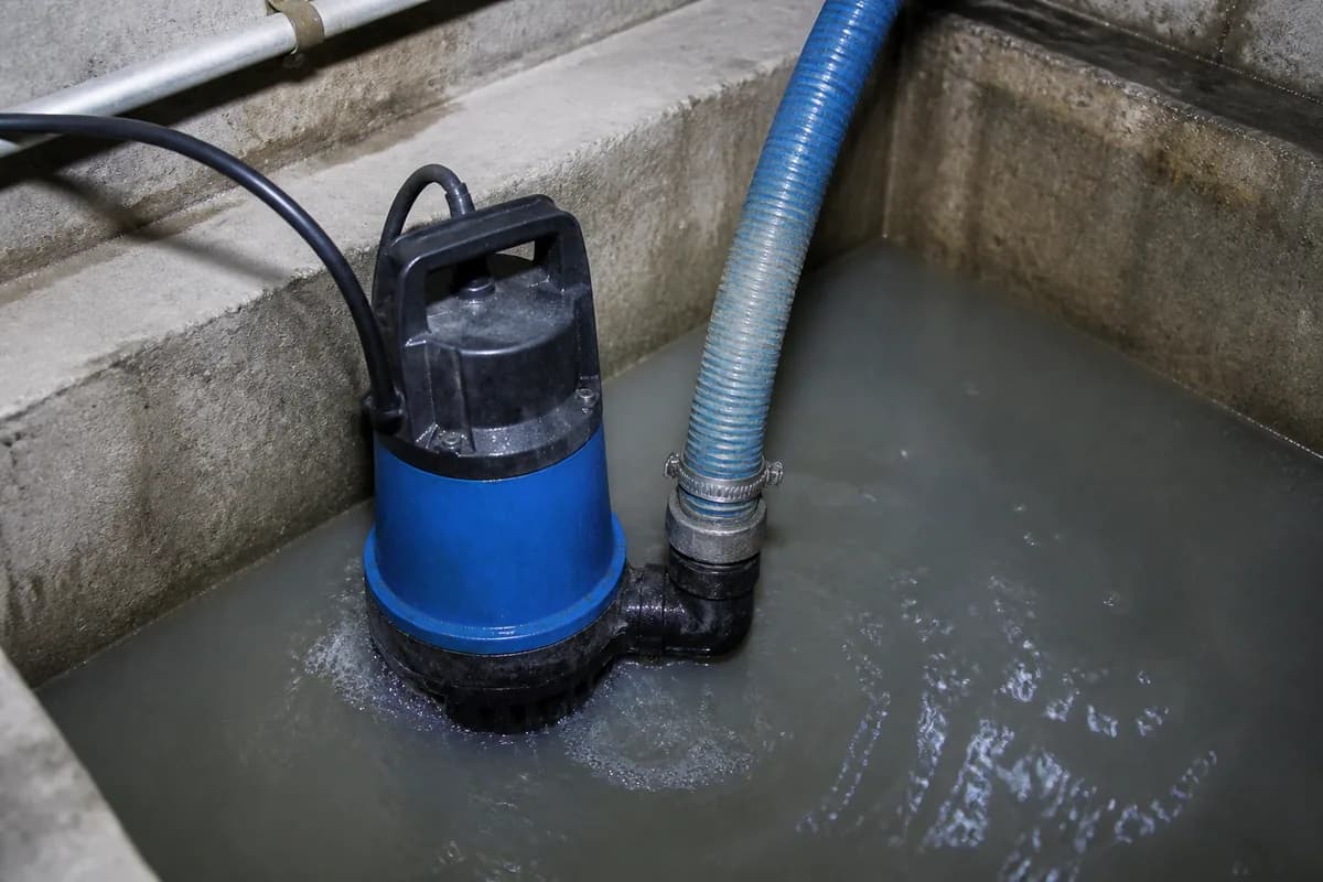 Bomba sumergible instalada para extracción de agua