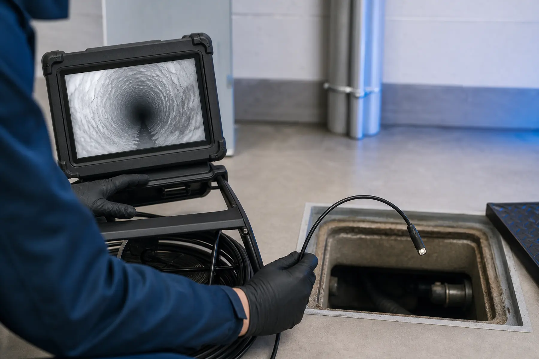 Sistema de videoinspección con cámara, carrete y monitor